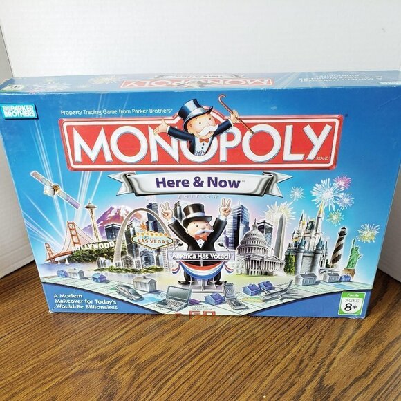 Monopoly Here & Now Edition America Has Voted Board Game COMPLETE Family Fun - Picture 1 of 11